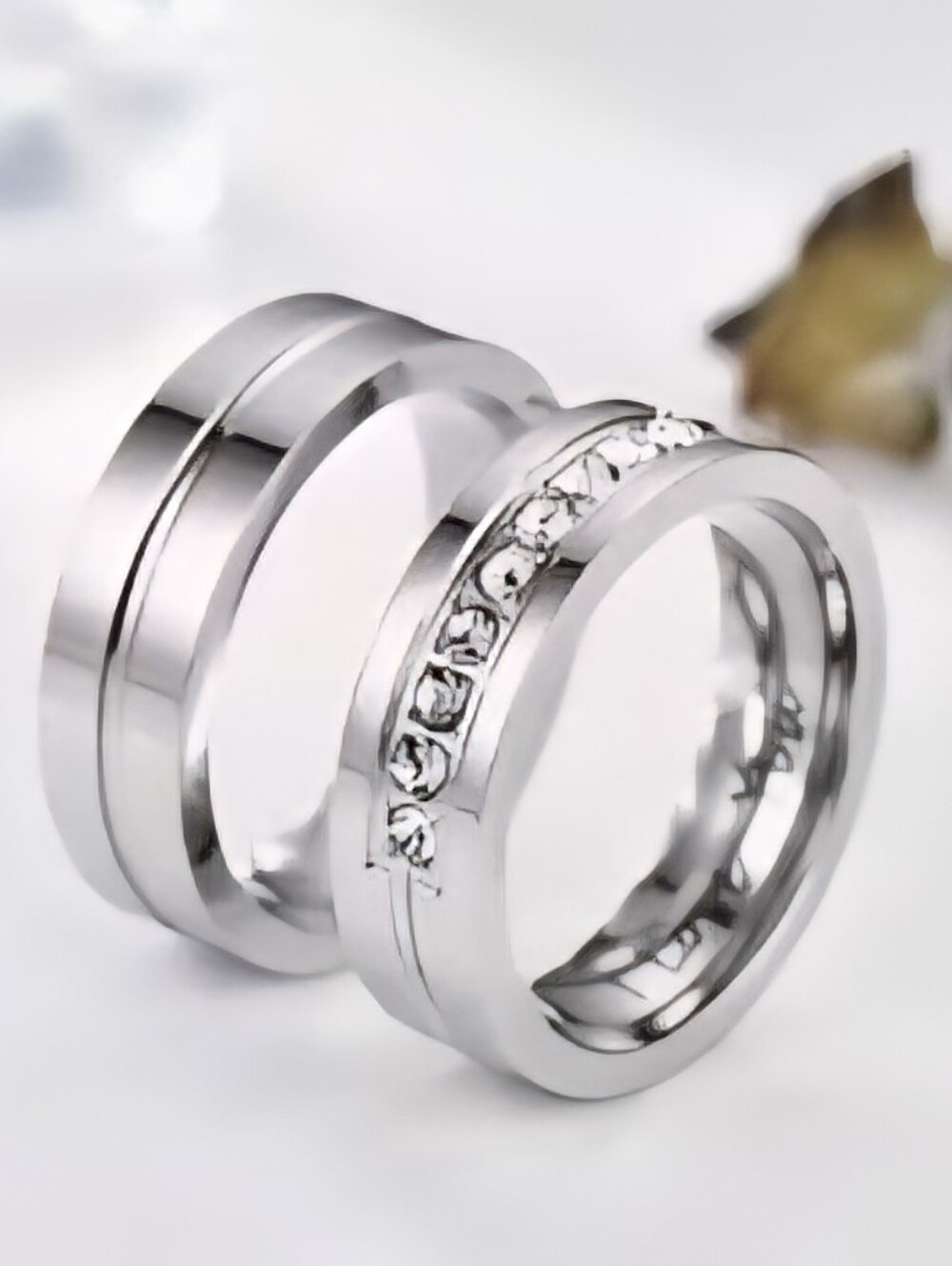 Pair Of Stainless Steel Engagement Wedding Rings Size 5  NEW